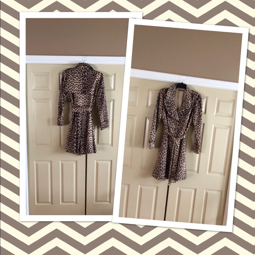 Leopard trench swing coat